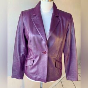 Alfani Leather Jacket, Purple, Sz S